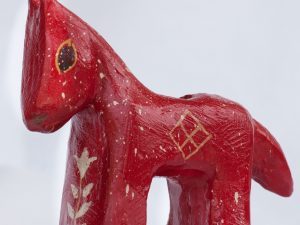 Cavalli di ceramica portacandela rossi