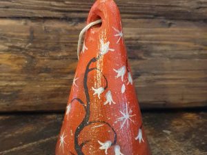 Campanella rossa con fiorellini bianchi 12x7 cm