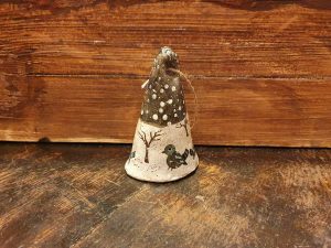 Campanella uccellini nella neve 13x8cm