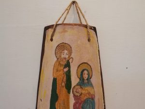Tegolino di ceramica con la Natività