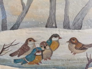 Uccellini nella neve formato rettangolare